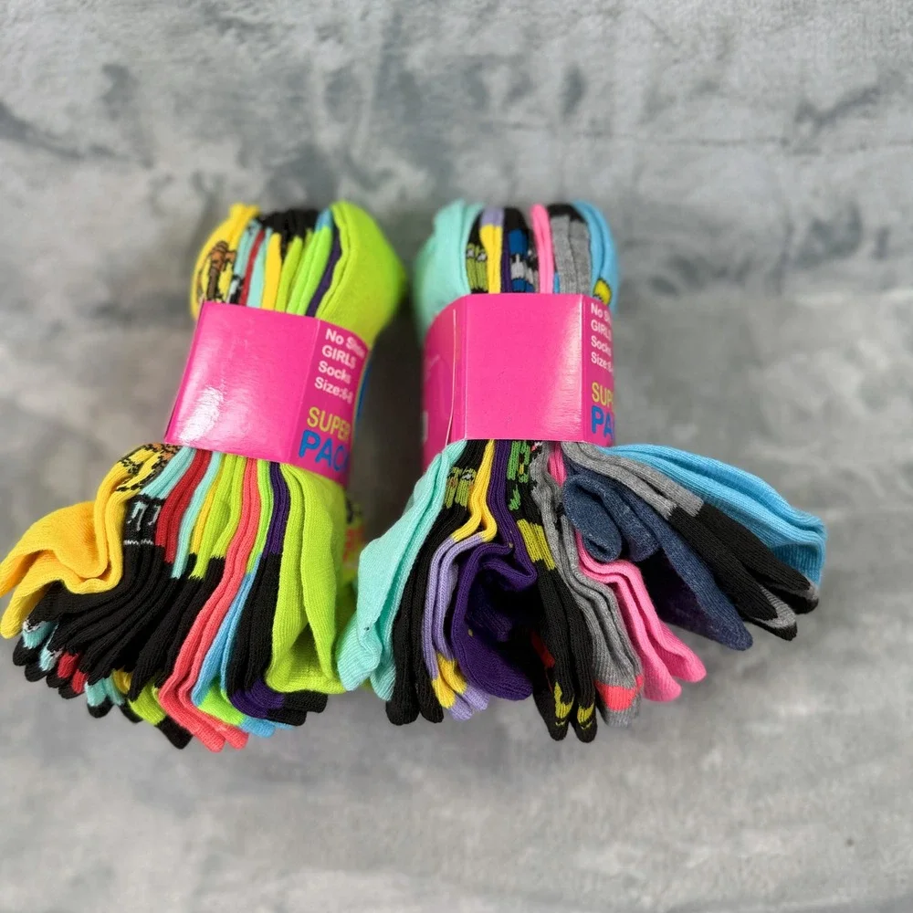 Girls No Show Socks 20 Pair Bundle Multi Color Low Cut Size 6-8 GN29-10 GN31-10
